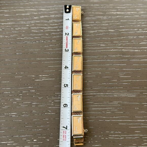 Vintage Fashion Bracelet 2 Tone Gold/Silver Mesh Base Diamond Cut Details GUC - Picture 4 of 12